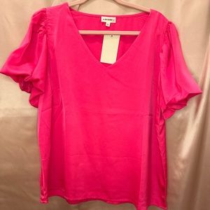 Hot Pink Short Sleeve Top by ee:some
